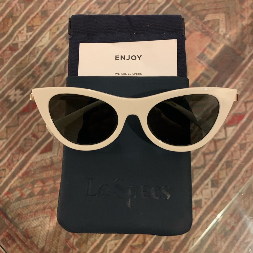 Le Specs White Cat Eye Sunglasses